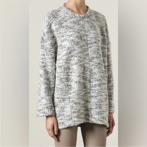 Helmut Lang Boucle Wool Blend Drop Shoulder Pullover Sweater, Gray Small